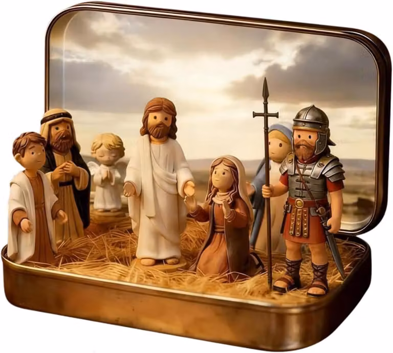 Kleine Jezus Beeldjes voor Paas Decoratie en Spirituele Reflectie, H x B x D: 10 x 6,6 x 2,5 cm, Kleur: A