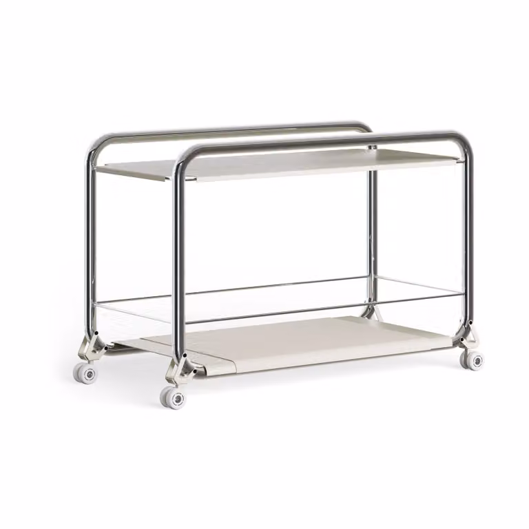 Lammhults Tension rolwagen Chroom met beige leren mat