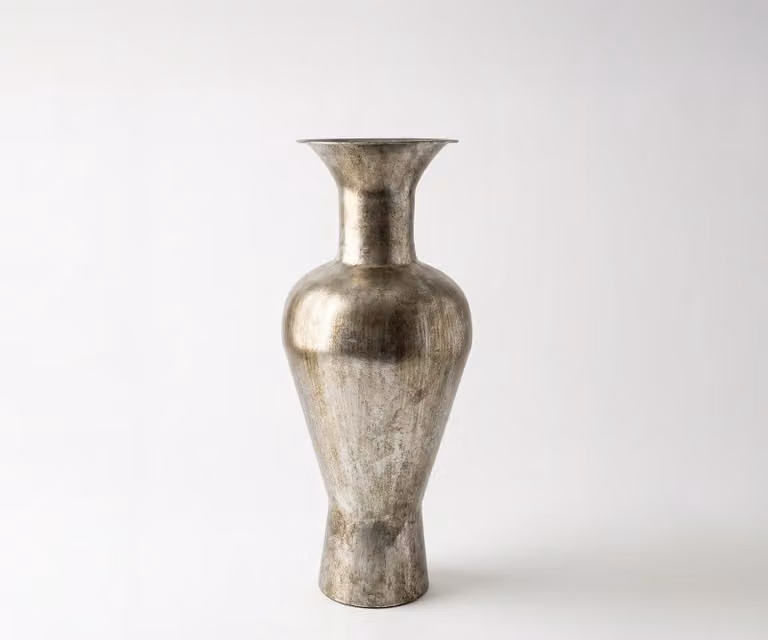 DELIFE Vaas Medora Handgemaakt Metaal Platin Aurum B: 25 cm, D: 25 cm, H: 60 cm
