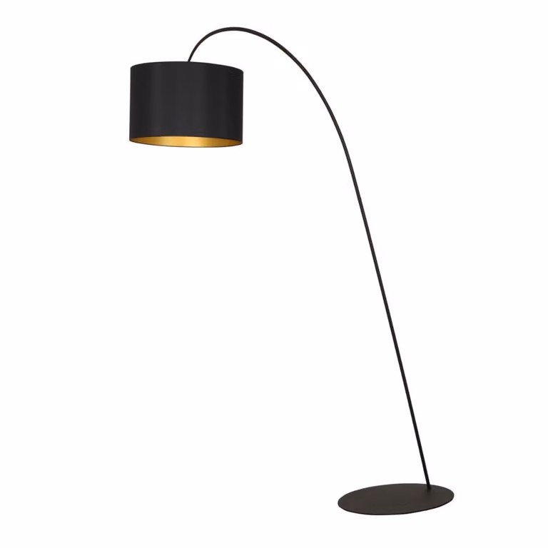 Lyora Alice moderne booglamp zwart en goud/messing voor woon- en eetkamer H 205 x B 47 x D 186 cm