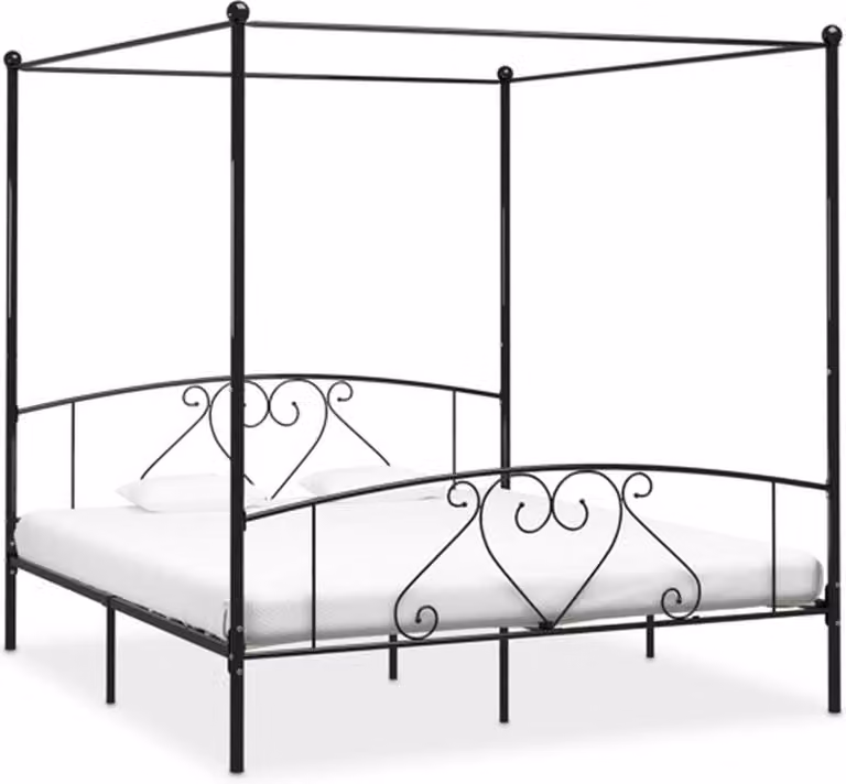 vidaXL Hemelbedframe van metaal in zwart, 200 x 200 cm