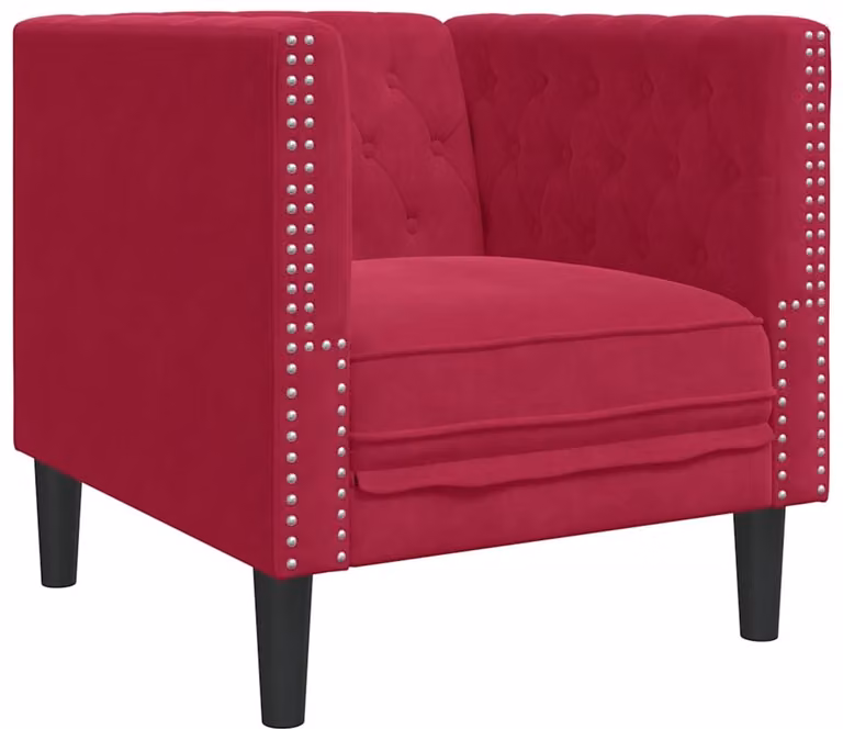 vidaXL Fauteuil Chesterfield-stijl fluweel wijnrood