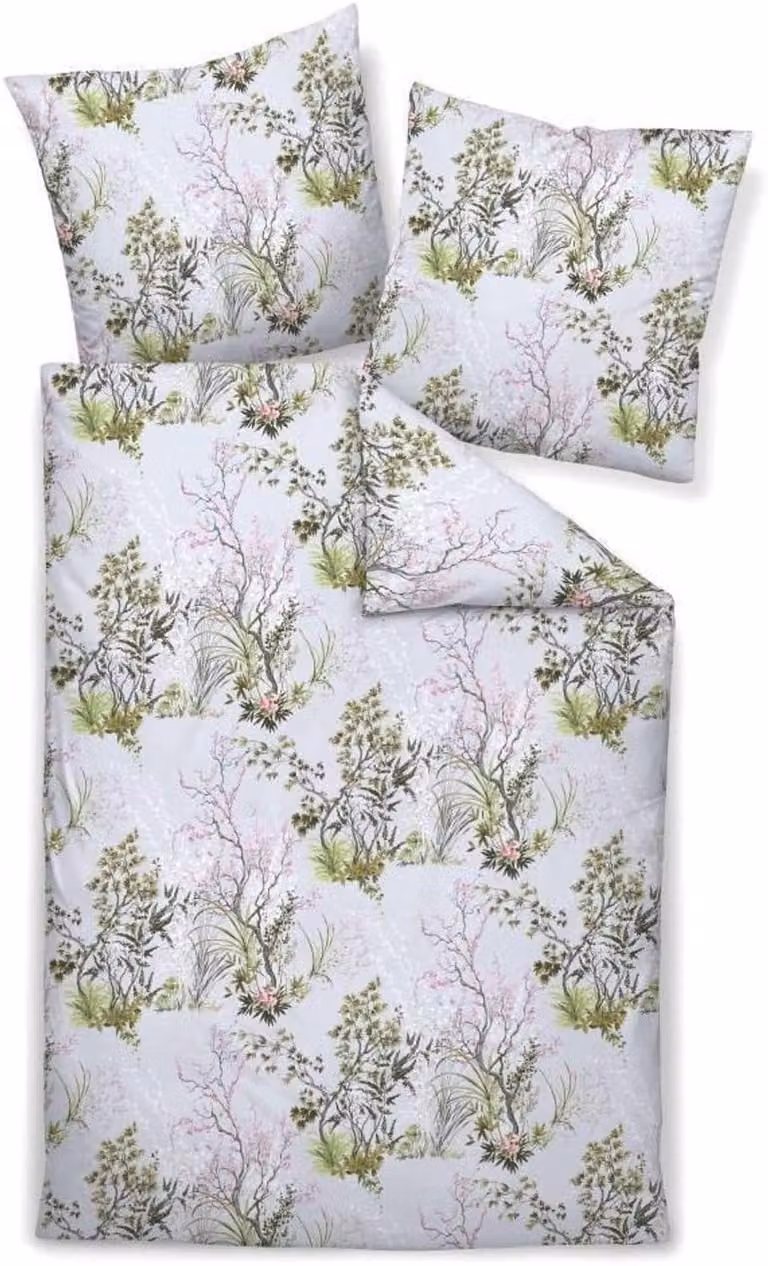 Janine Mako Satin Beddengoed 2-delig Waterlelie 135x200 cm met 2 kussenslopen 80x80 cm