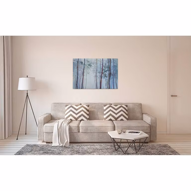 home24 Aquarelle Forest wanddecoratie blauw B: 90 cm, H: 60 cm