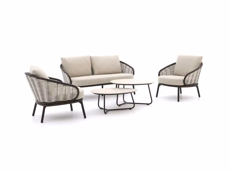Apple Bee Loungeset voor 4 personen in beige met aluminium frame en kussens