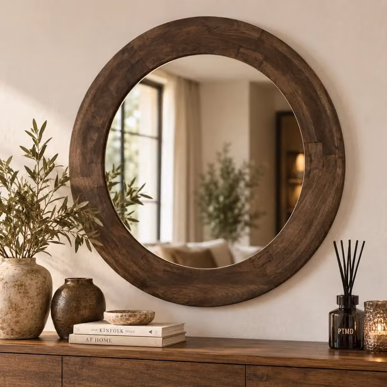 Spiegel Noam Rond Bruin Mango - Ø 90 cm