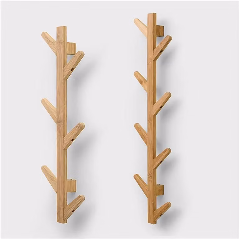 Houten Kleerhaken Wandhaak Boomtak Beige Hoogte: 78 tot 98 cm