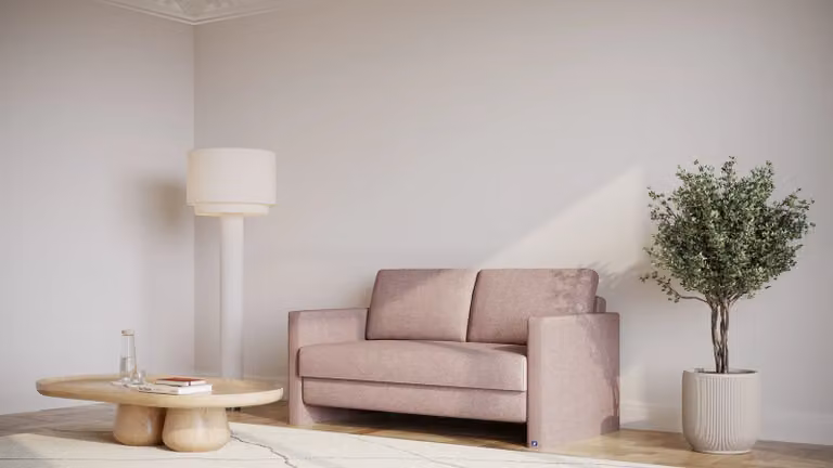 BRUNO slaapbank Pink Blush Rosa, 140 cm, met massief houten frame en boxspringcomfort