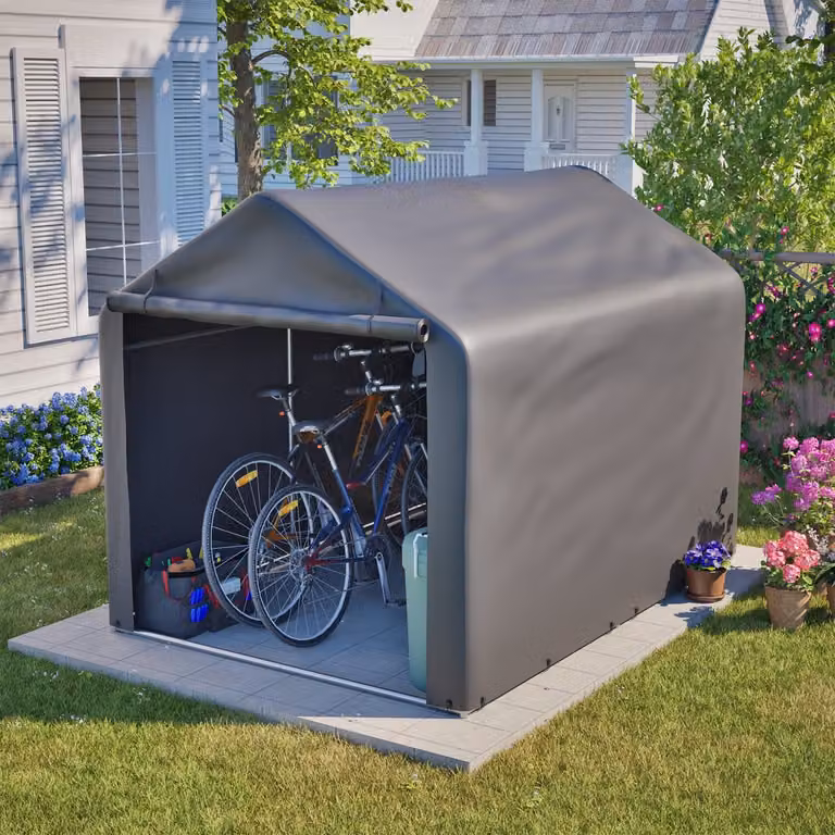 MODENUIT Fietsgarage met oprolbare voordeur, grijs, B/D/H: 220 x 160 x 165 cm