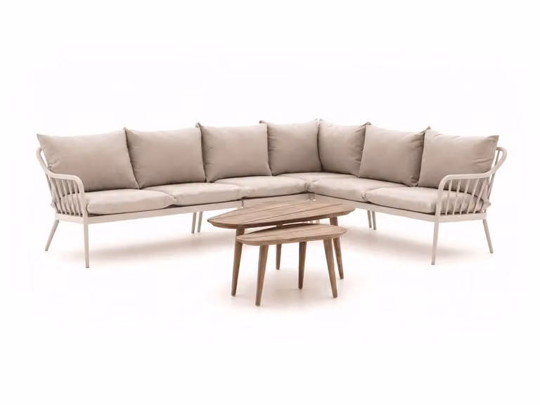 Manifesto Furniture Hoek loungeset voor 6 personen in beige sand met gepoedercoat aluminium