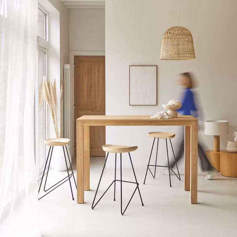 Tikamoon Eden massief teakhouten bartafel voor 4 tot 6 personen - Bruin - B: 180 cm, D: 75 cm, H: 75 cm