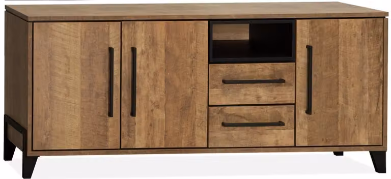 WoonMax Dressoir Maldini Old Teak - Bruin - 3 deuren en 2 lades - Breedte: 203 cm