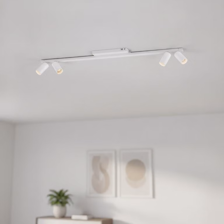 Lyora Oso 4-lichts plafondlamp wit aluminium B: 120 cm, D: 8 cm, H: 3 cm