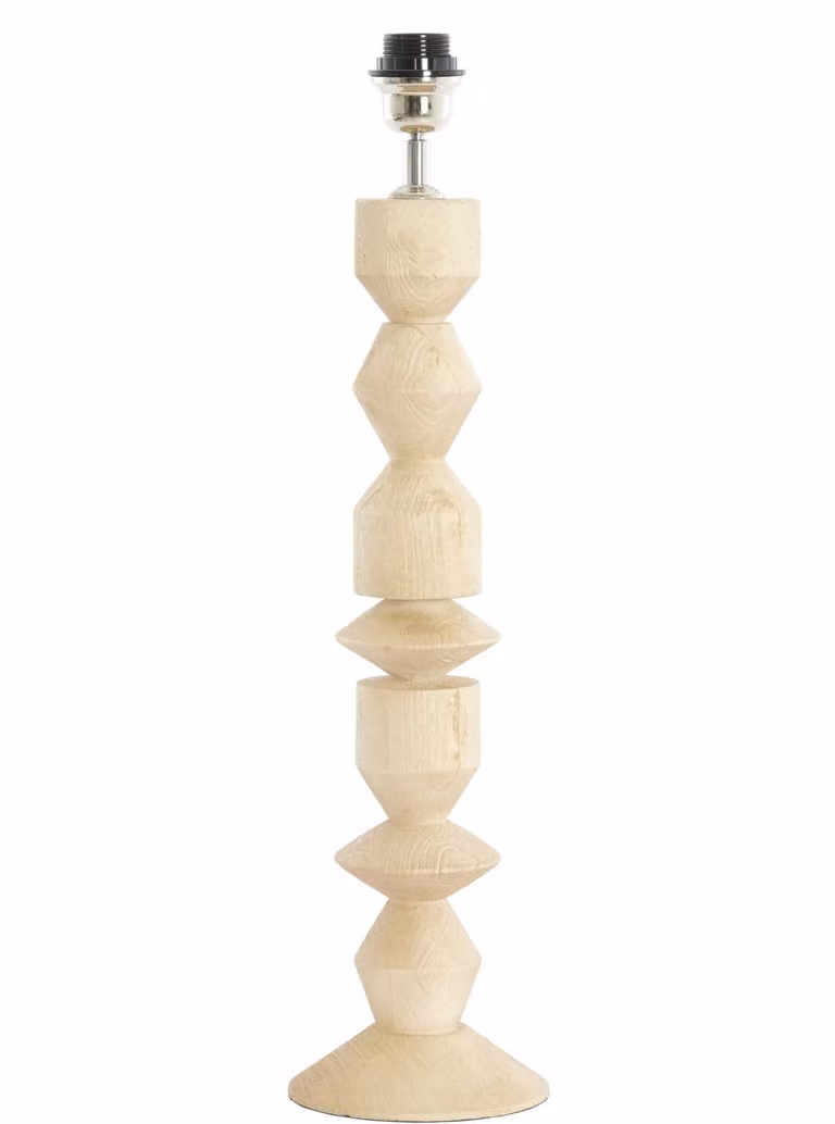 Light & Living Lampvoet Edie Hout, Rond, Naturel, Breedte: 15 cm, Hoogte: 53 cm