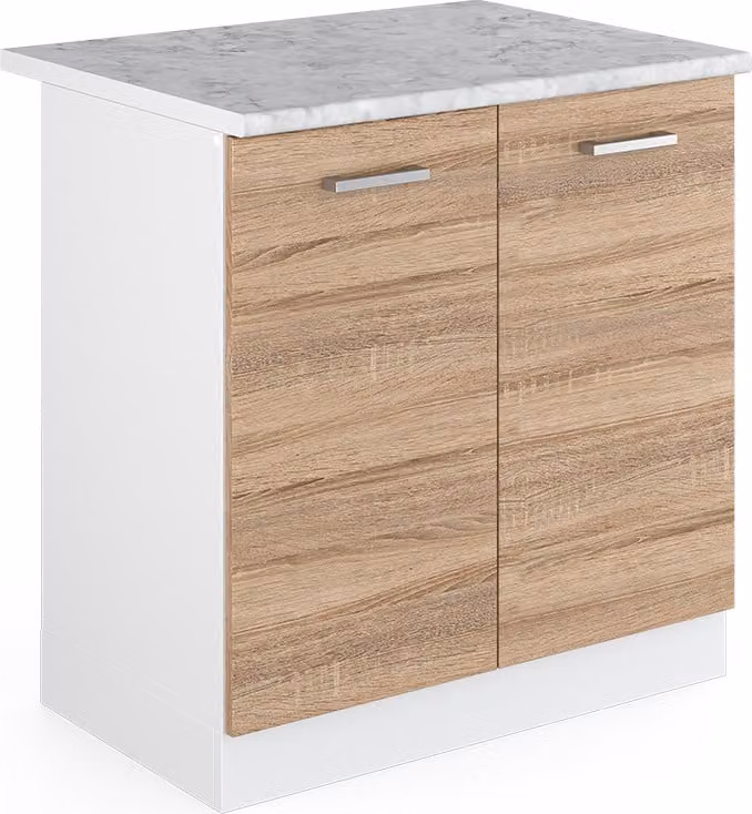 Vicco R-Line Sonoma Wastafelkast met Marmeren Wastafel, Breedte: 80 cm