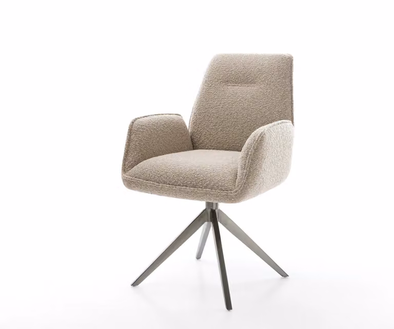 DELIFE Draaistoel Zoa-Flex met bouclé bekleding in grafiet, 360 graden draaibaar met rocker-functie en pocketveer kern