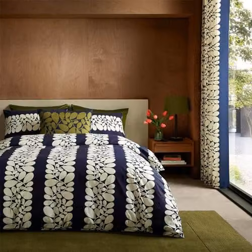 Orla Kiely Dekbedovertrek Set Sycamore Stripe Space Blue - 100% Katoen - 230 x 220 cm