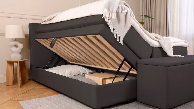 BRUNO Premium boxspring met opbergruimte, zwart/antraciet, 200 x 200 cm