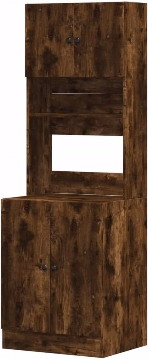 Veelzijdige keukenkast met deuren en laden in rookeiken, B/D/H: 60 x 50 x 180 cm