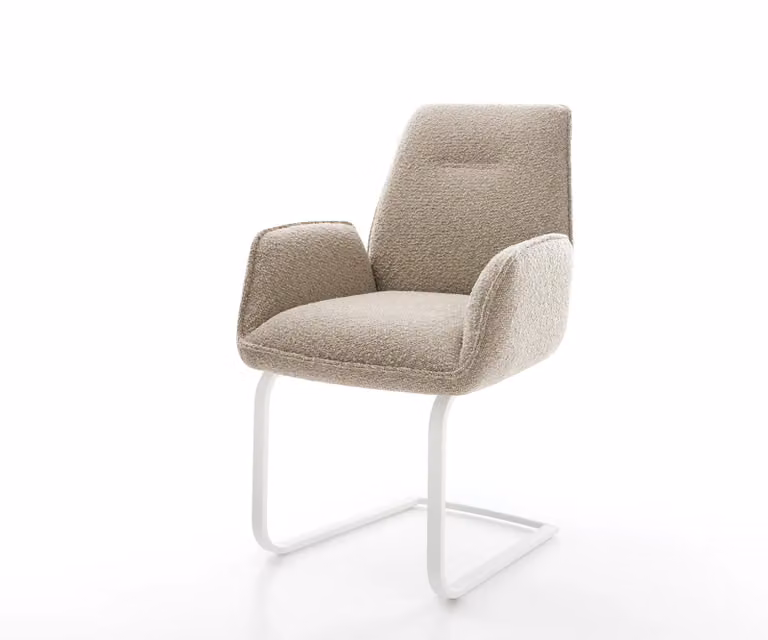 DELIFE Zoa-Flex Sledemodel met Bouclé bekleding in Wit en Pocketveer kern