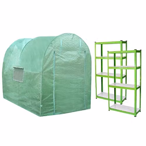 Polytunnel kas met stellingen en ramen - 3 x 2 m - Transparant