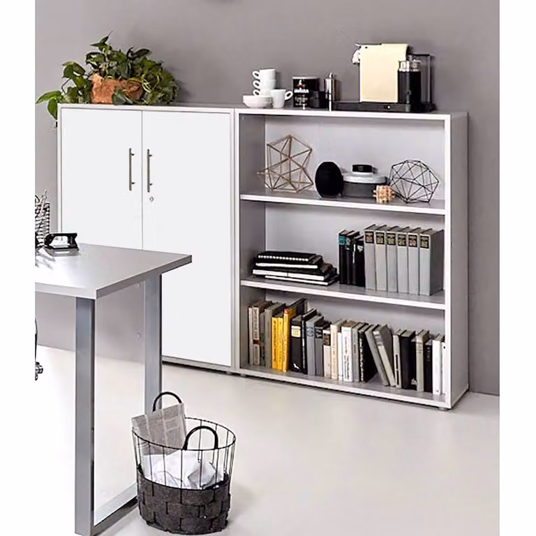 home24 Dossierkast 2-delig grijs/wit mat B/D/H: 114 x 33 x 85 cm