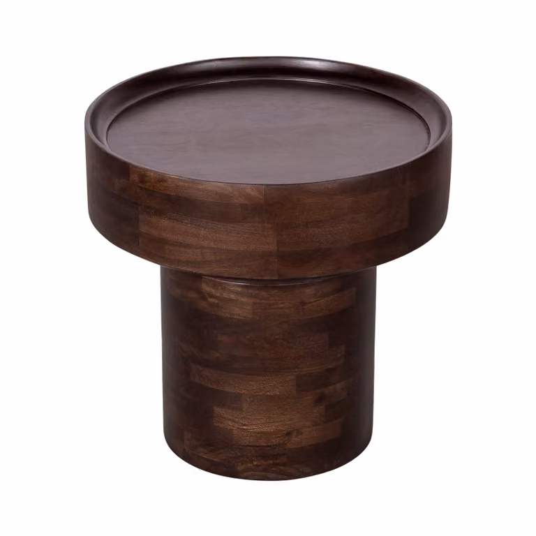 Lewis & Loft Bijzettafel Luus - Rond - FSC® mangohout - Walnoot bruin - ⌀50 cm