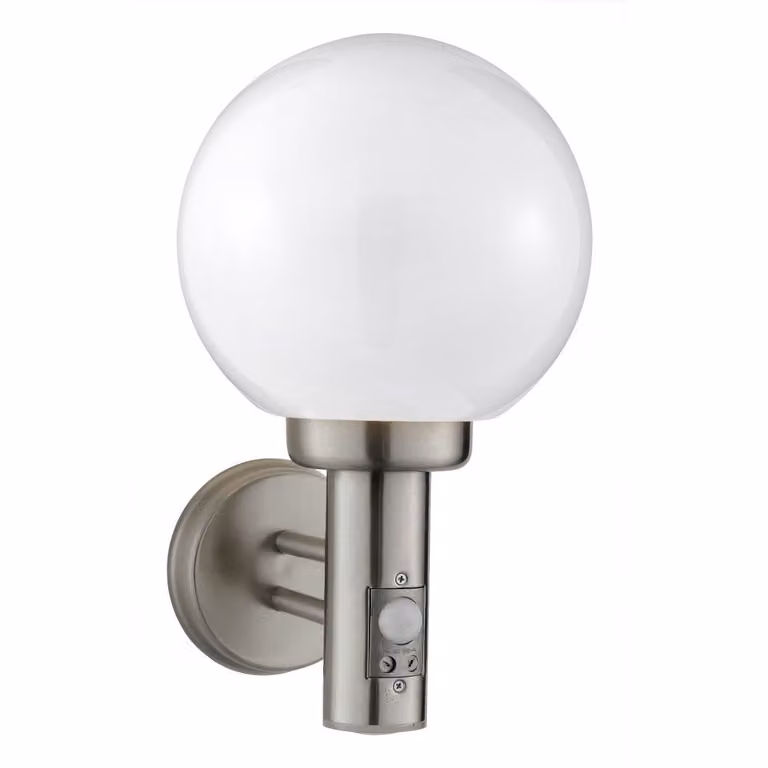 Searchlight Orb RVS muurlamp met bewegingssensor, zilver