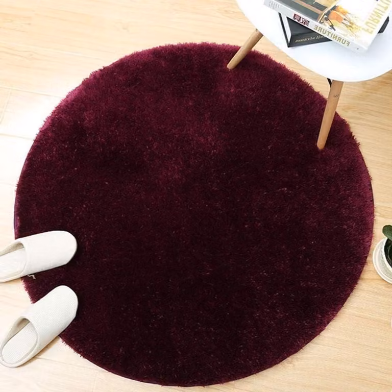 Rond Hoogpolig Vloerkleed van Ultrazacht Polyester - Tweekleurig - Diameter: 120 cm