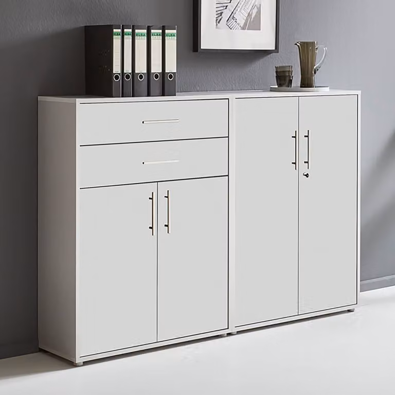 home24 Kastenset 2-delig Set A grijs/lichtgrijs/mat wit, B/D/H: 114 x 33 x 85 cm