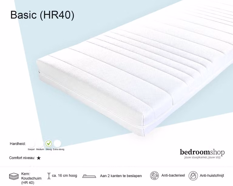 Bedroomshop Basic HR40 Koudschuim Matras voor Volwassenen