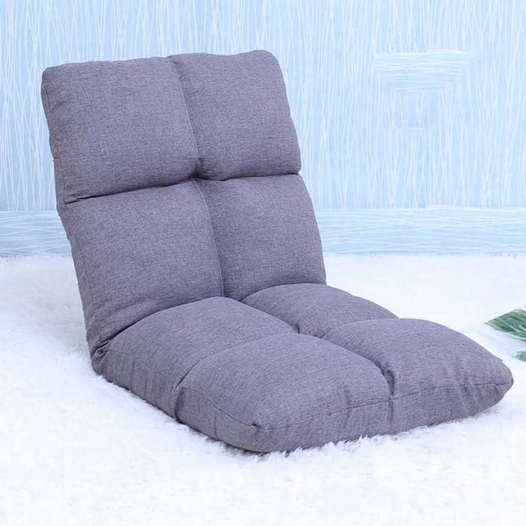 Opvouwbare vloerstoel fauteuil met 5 verstelbare posities - Grijs - B/D/H: 55 x 52 x 55 cm