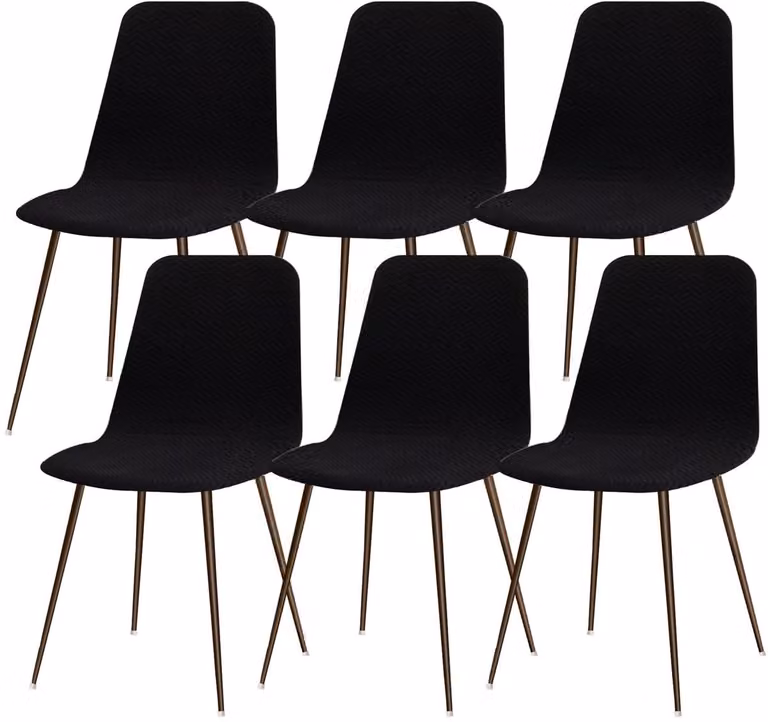 Ibenzoa Zesdelige Set Stretchbare Stoelhoezen voor Eetkamerstoelen, Zwart