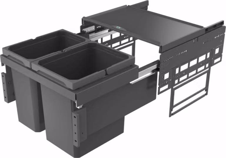 Naber COX BASE 360 K/500-2 Vuilnisbak, Antraciet, 27,5 liter (12+15,5 l), Hoogte: 36 cm