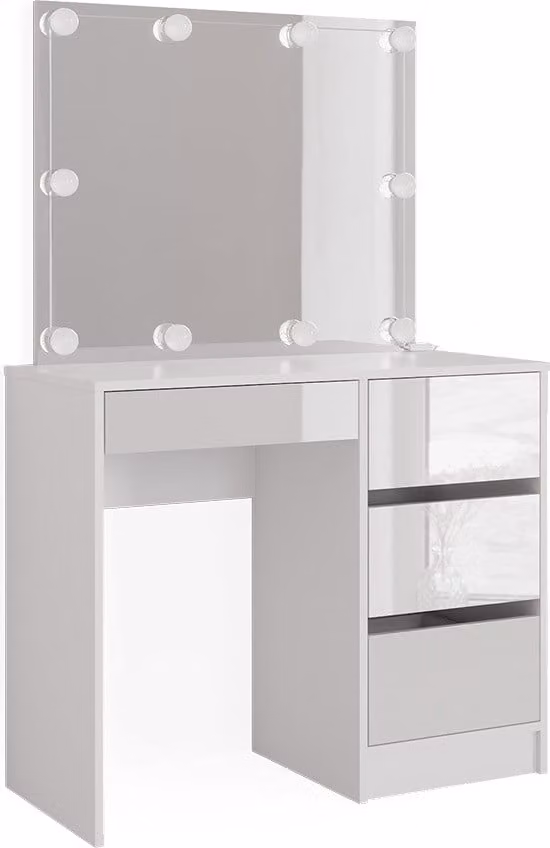 Vicco Kaptafel Sherry Wit met spiegel en LED-lichtslinger, Breedte: 90 cm