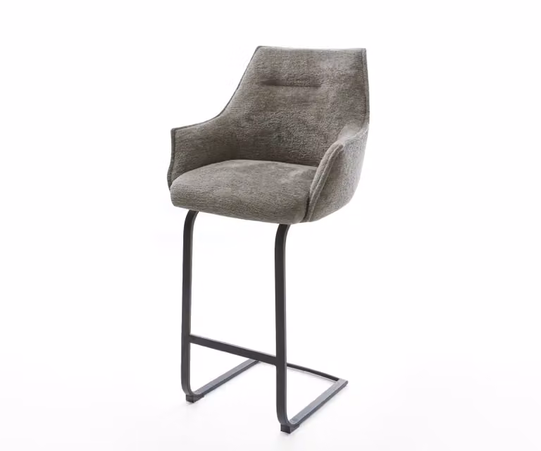 DELIFE Barstoel Alja-Flex met Bouclé stof en Zwart metalen Vrijkantelframe