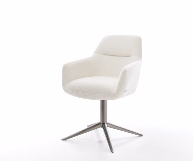 DELIFE Draaistoel Pejo-Flex beige bouclé met grafiet kruispoot en pocketveer kern