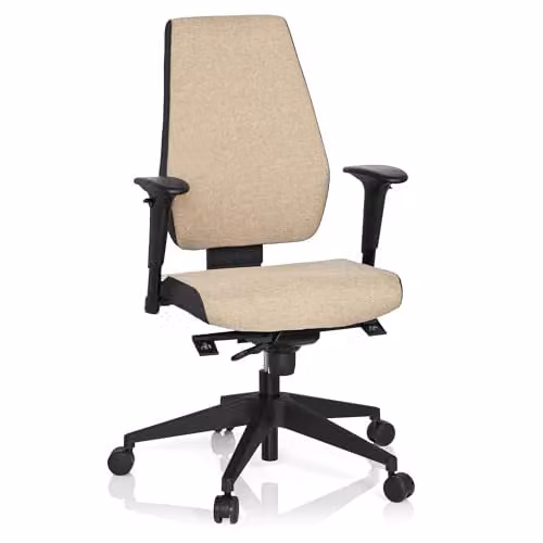 hjh OFFICE PRO-TEC 500 Ergonomische Bureaustoel met Armleuningen, Donkergrijs/Beige