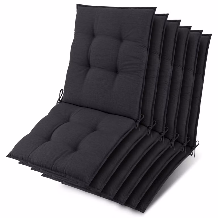 Beautissu 6-delige set zonnedekpads Niederlehner editie, antraciet, B/D/H: 105 x 50 x 8 cm