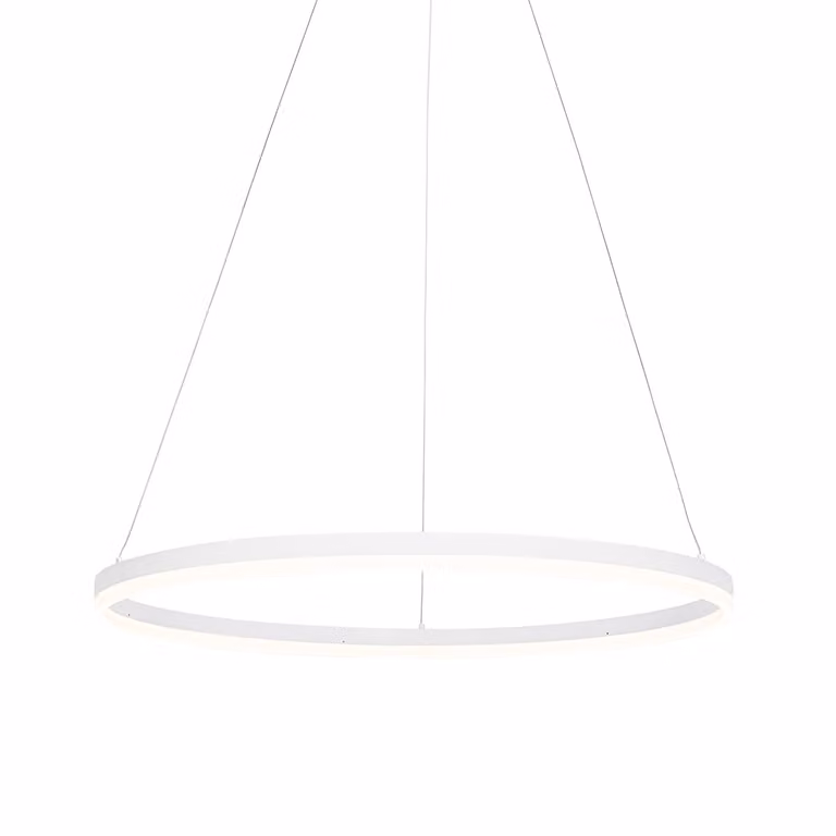 QAZQA Design hanglamp Anello wit, dimbare LED ring lamp van metaal
