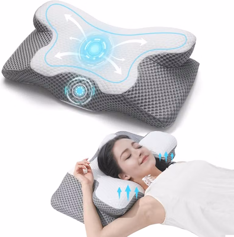 Cervicaal Contour Memory Foam Kussen voor Nek- en Schouderpijn - Ergonomisch Kussen voor Zij-, Rug- en Maagslapers met Afneembare Ademende Hoes, Grijs