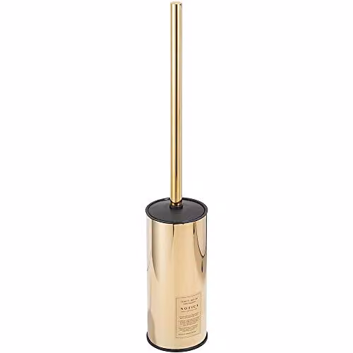 NSODOO Vrijstaande wc-papierhouder en toiletborstelhouder met borstel, roestvrij staal 304, goud gepolijst, Hoogte: 45,7 cm
