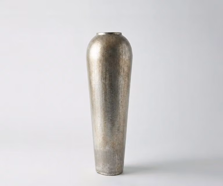 DELIFE Vaas Tavera Handgemaakt Metaal Platin Aurum B: 27 cm, D: 27 cm, H: 82 cm