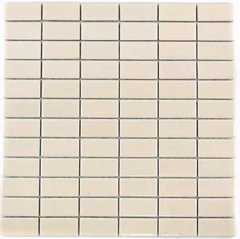 Mozaïek Tegels Keramiek Stokjes Badkamer Wand Glanzende Afwerking Beige - 10 matten 0,89 m2