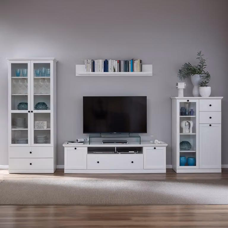 Trendteam Baxter Wandmeubelset voor de woonkamer, wit en zwart, B/D/H: 369 x 196 x 41 cm