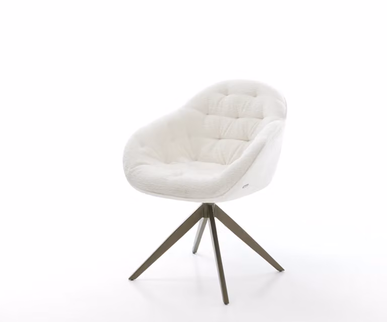DELIFE Gaio-Flex draaistoel met bouclé stof in beige en titanium kruisframe