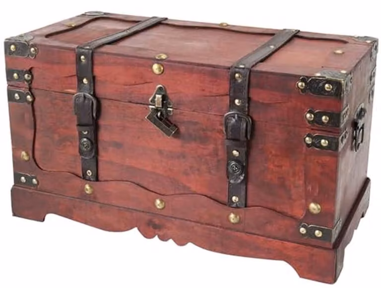 Handgemaakte houten schatkist met antieke look in bruin, Breedte: 50 cm