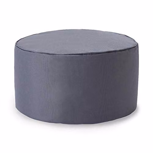 Lumaland Zitzak poef voor binnen en buiten, waterafstotende ronde hocker met EPS-vulling, staalgrijs, B: 25 cm, D: 45 cm