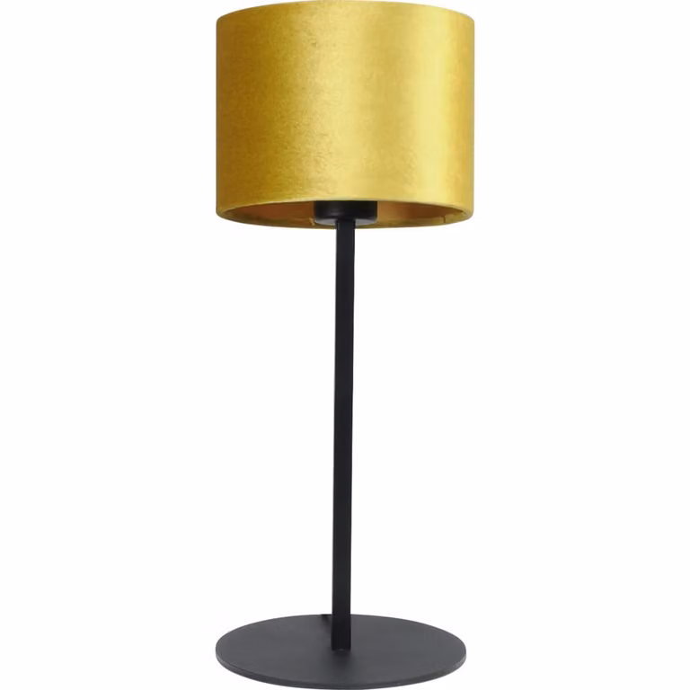 Masterlight Venus tafellamp zwart met okergele stoffen lampenkap