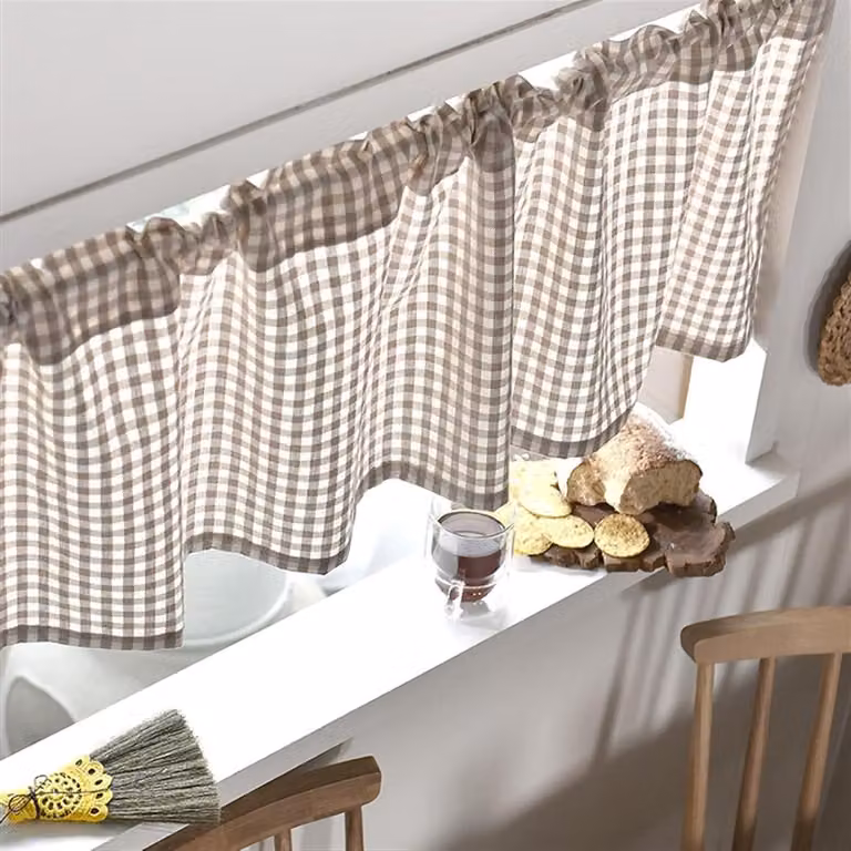Keukengordijn met rooster en kant design voor privacy, 150 x 60 cm